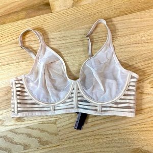 Unlined Mesh Full Coverage Plunge Bra in Champagne🤎
